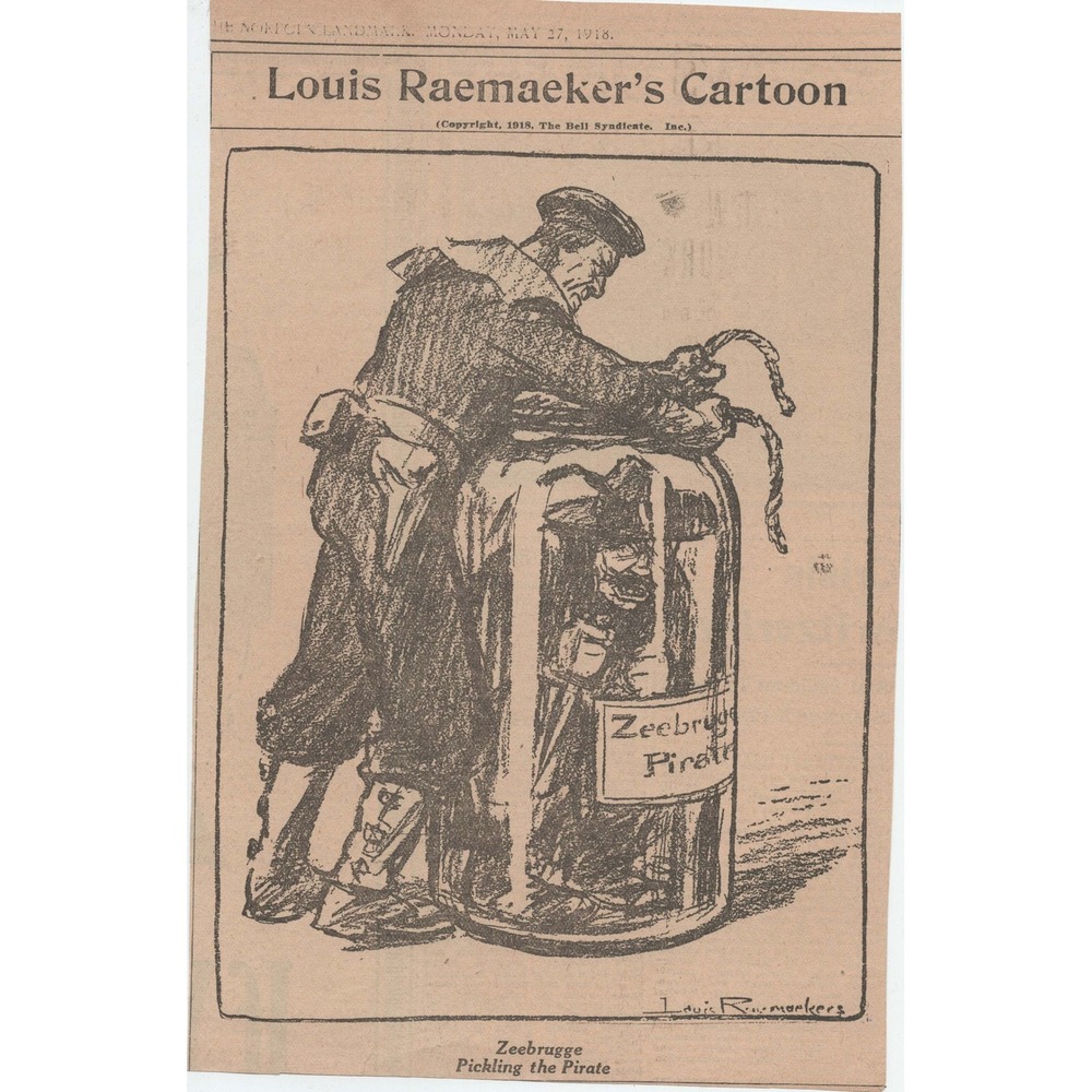 Louis Raemaekers 1918 WWI Political Cartoons Norfolk Landmark Clippings - Picture 1 of 9
